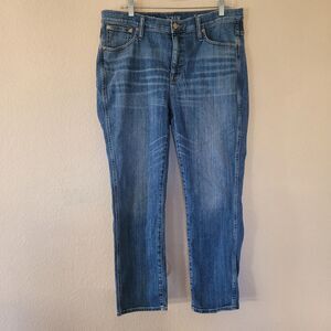 J Crew 9” Vintage Slim Straight Jeans Womens Size 32 Blue Stretch Pockets